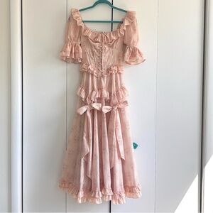 Lacemade Peach Peri Girl Corset Ruffle Bow Dress Size XS